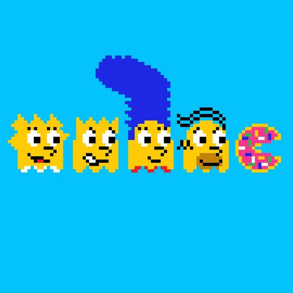 Simpsons 8-bit Springfield Donut T-shirt - Picture 2 of 3